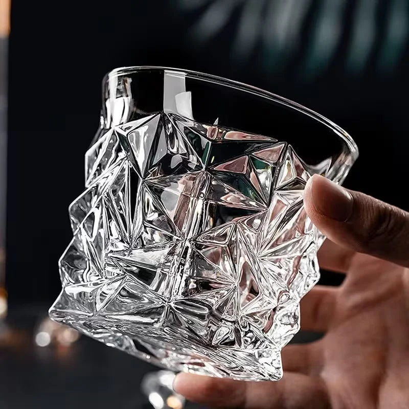 Set of 4 Diamond Whiskey Glasses Suitable for Bourbon, Scotch & Liquor
