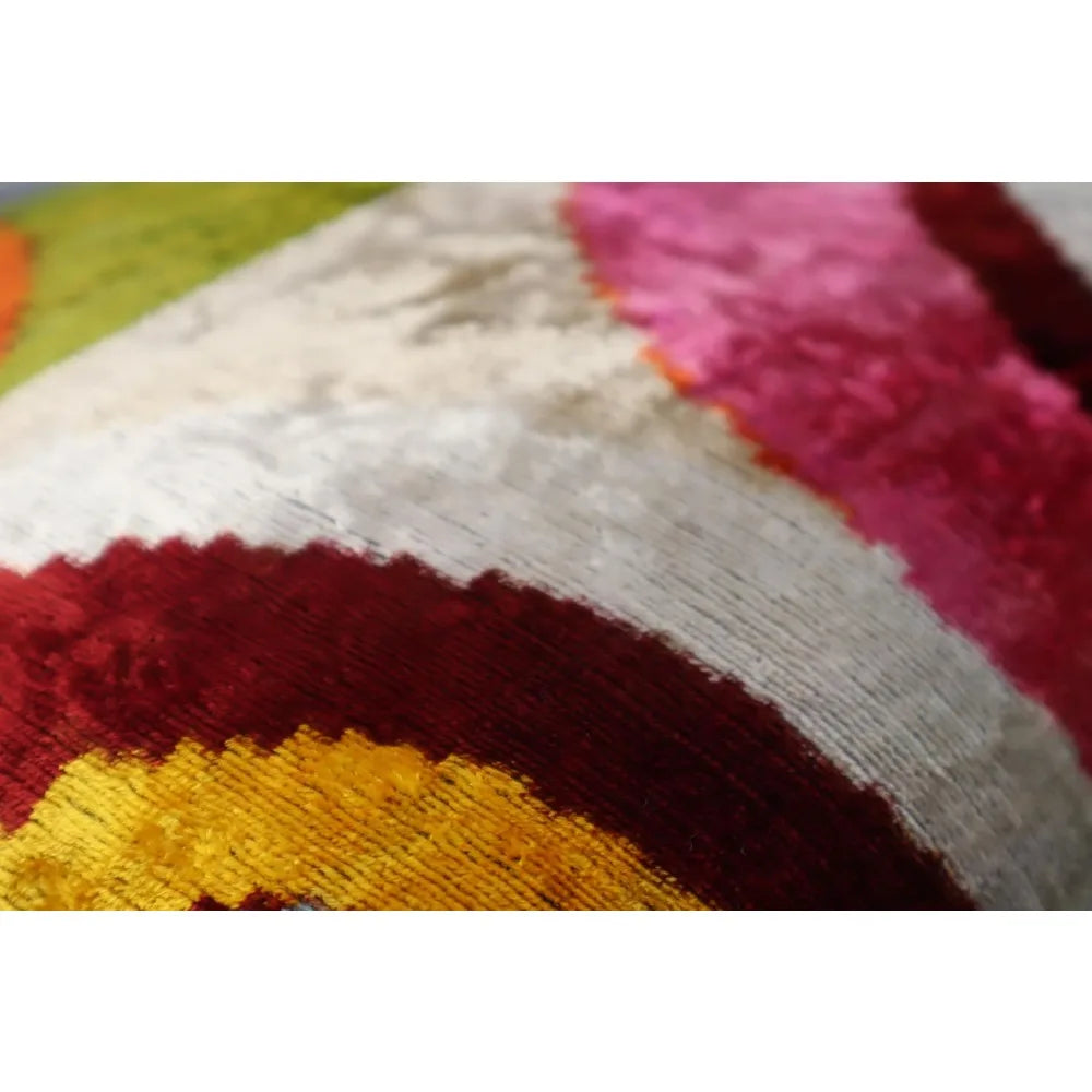 Colorful Silk Velvet Throw Pillow - 16x24 Inches,