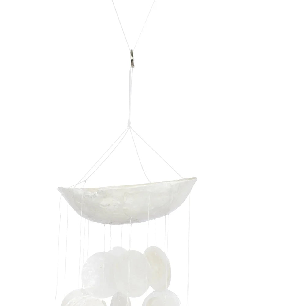 27 Inch White Capiz Shell Waterfall Wind Chime