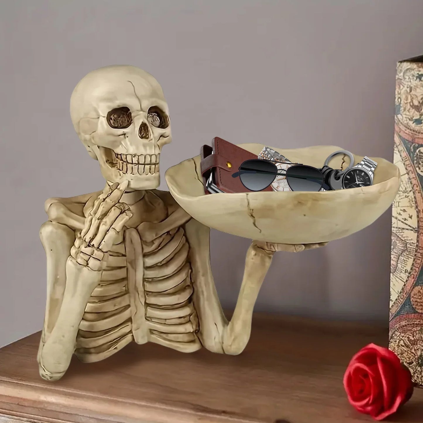 Resin Skull Storage Tray Ornament Skeleton