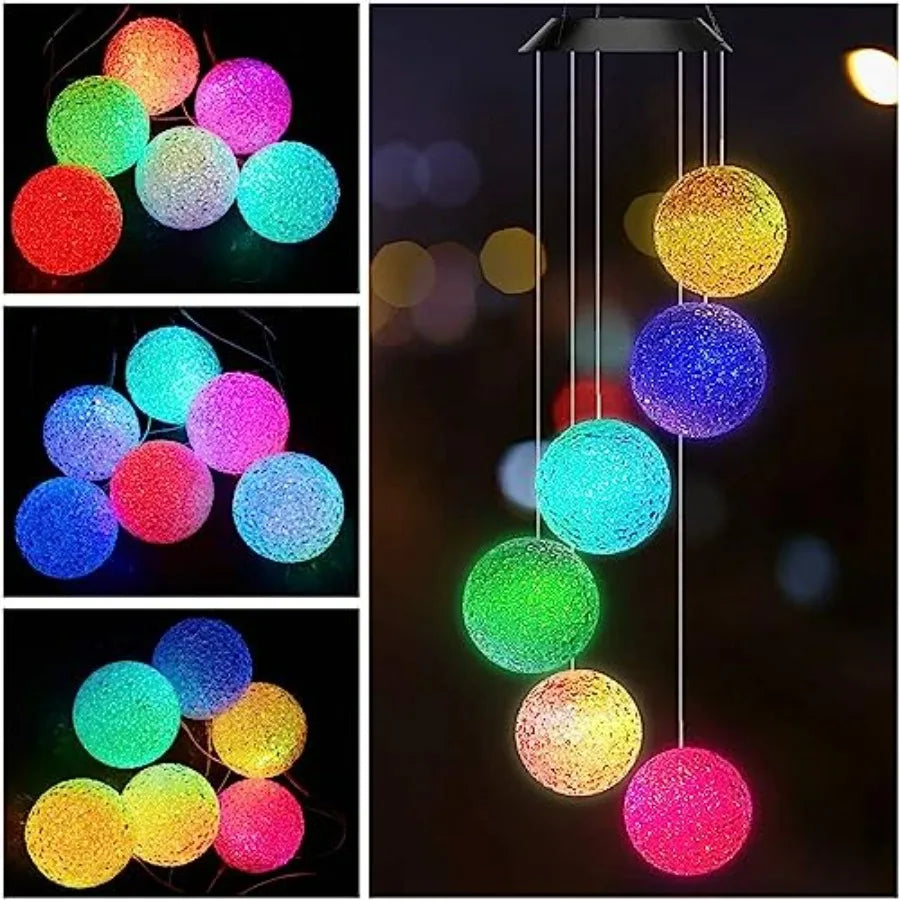 Color Changing Solar Power Wind Chime Crystal Ball Wind Chime