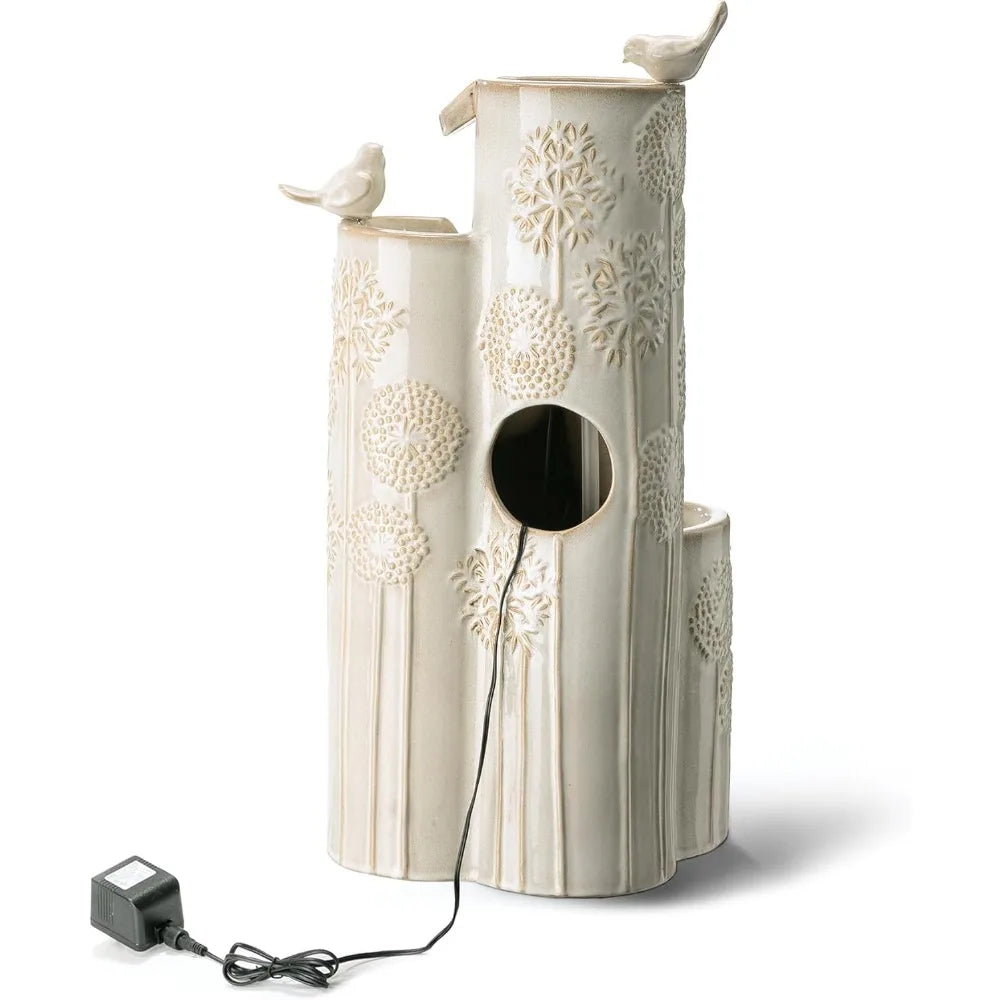 31.75" H Outdoor Water Fountain with LED Lights and Pump