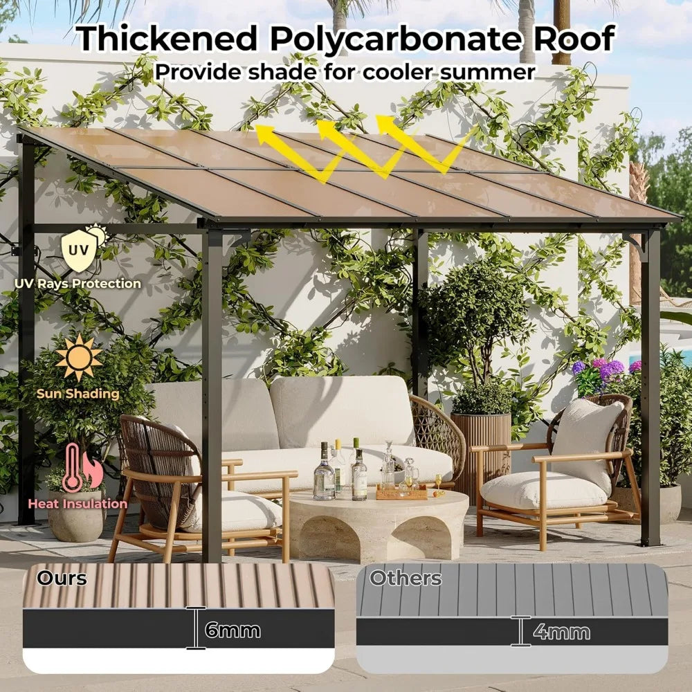 Large Patio Gazebo with Metal Frame and Hard Top,