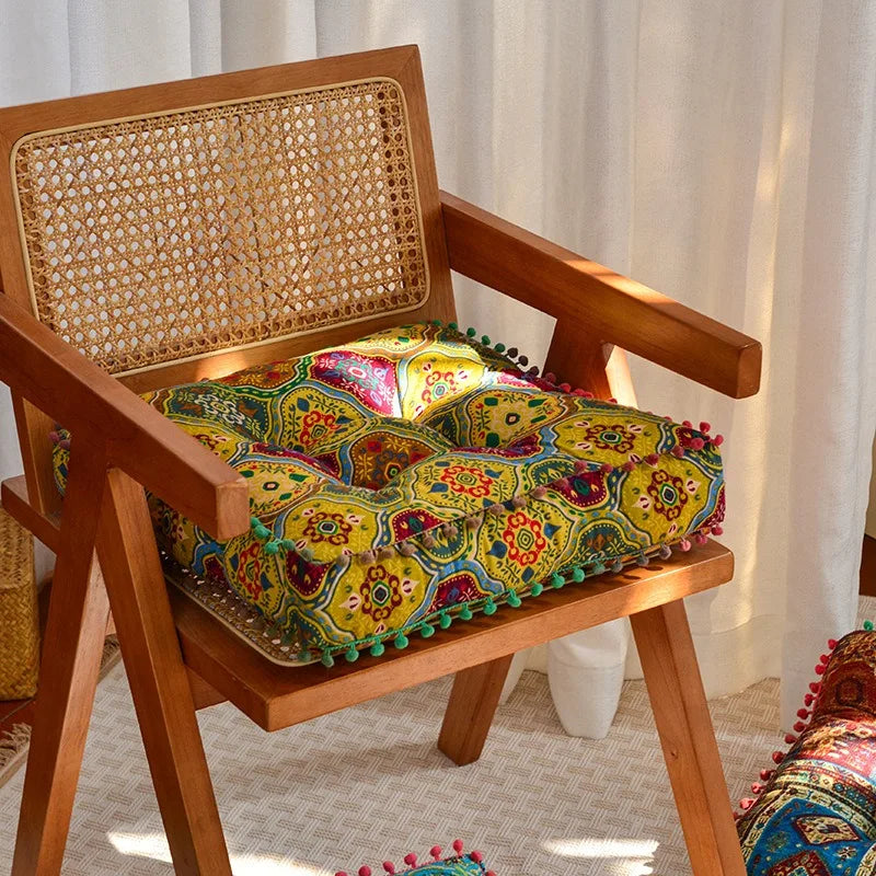Bohemian Floor Cushion, Thick Linen Seat Mat