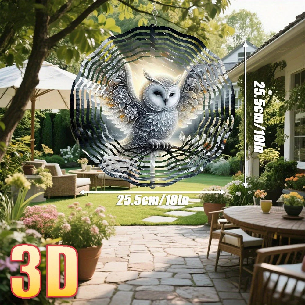 3D Owl Wind Chime Aluminum Spinning Wind Spinner