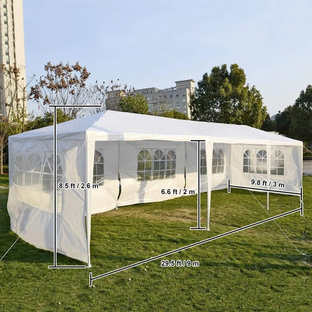 White 10'X30' Heavy Duty Outdoor Canopy Gazebo Tent W/Windows