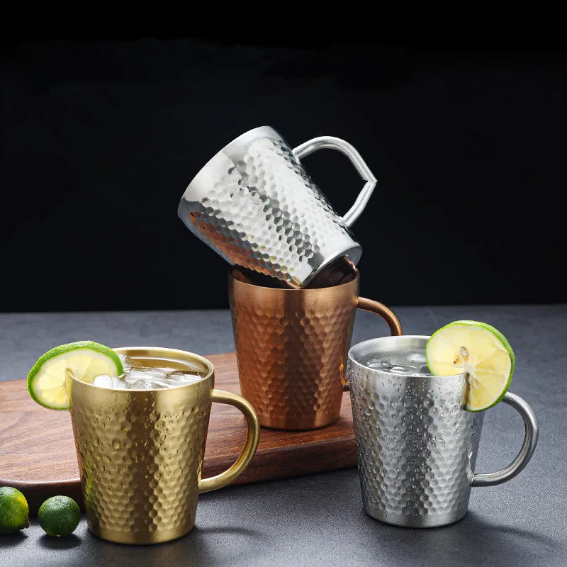 Gold 304 Stainless Steel Beer Mug Water Cups with Handle