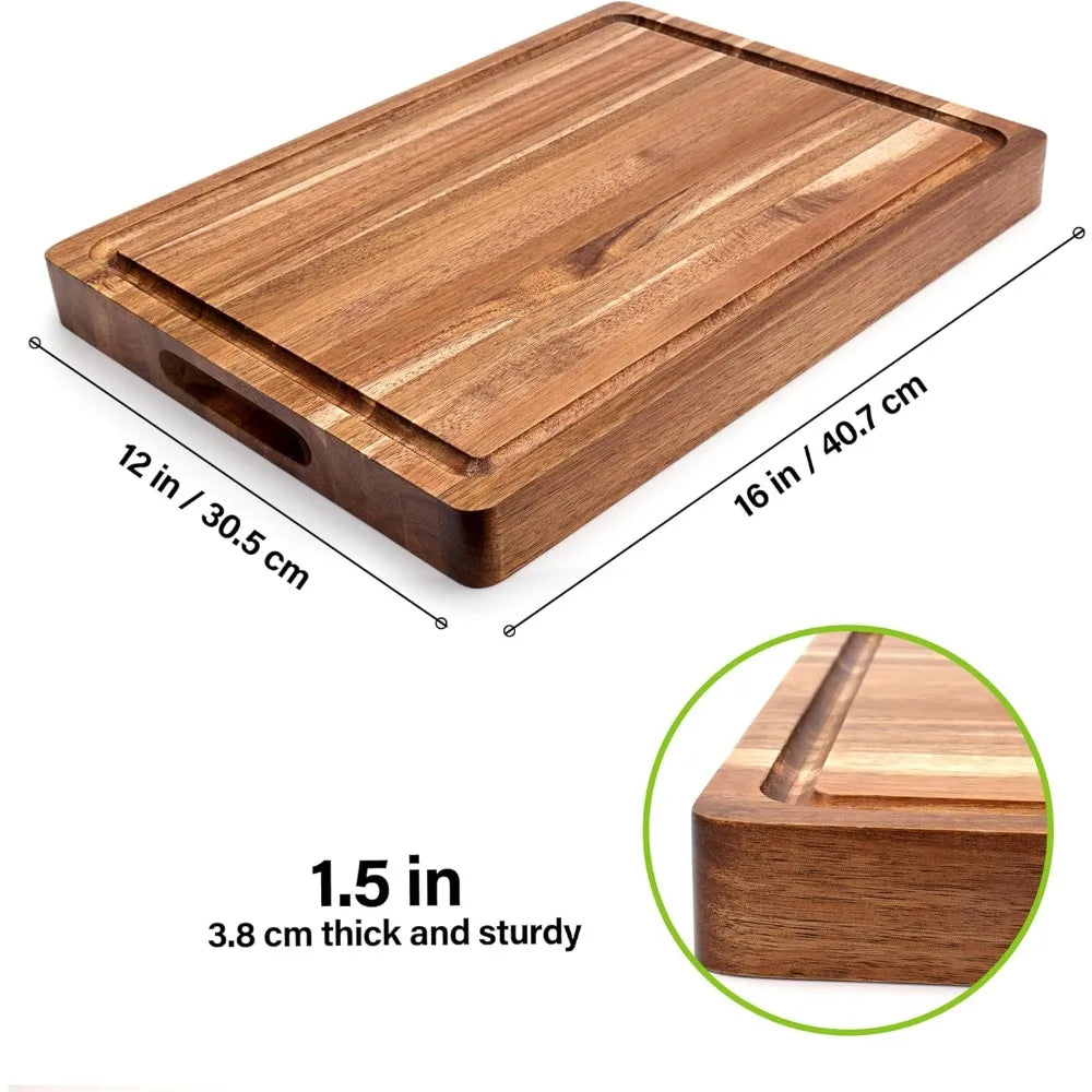 Acacia Wood Cutting Board1.5” Thick  Charcuterie Board, 16x12