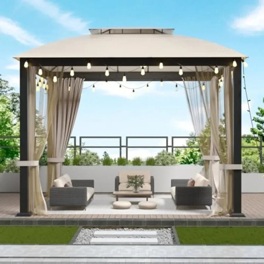 Patio Gazebo Heavy Duty Double Roofs Anti-UV Shelter