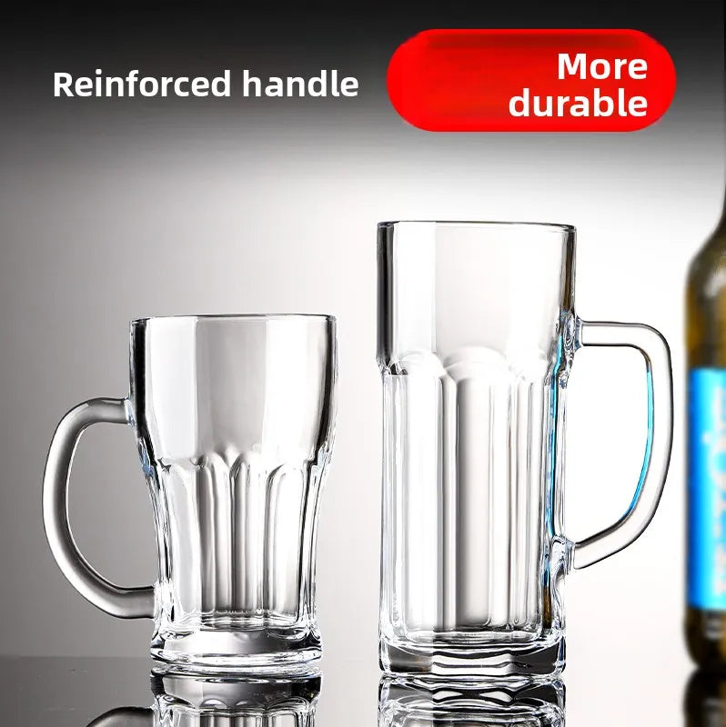 Large Capacity Beer Glass with Handle High End Glass Drinking Cup
