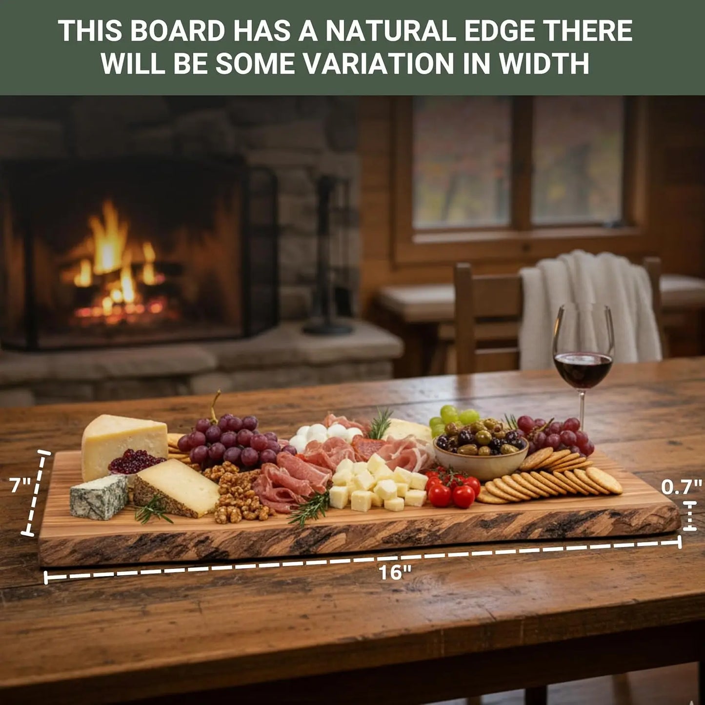 Live Edge Olive Wood Cutting Board 16"L X 7"W X 0.75"TH R