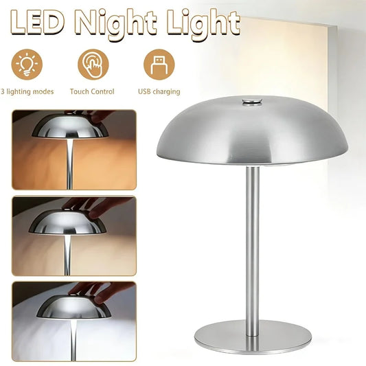 Mushroom Bedside Night Light with 1800mAh Battery, 3 Color Temperatures Adjustable