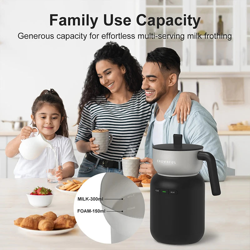 CROWNFUL Electric Milk Frother Frothing Foamer 5-in-1
