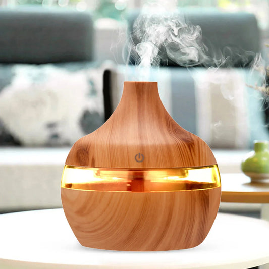 300mL Aroma Essential Oil Diffuser Wood Grain Air Humidifier
