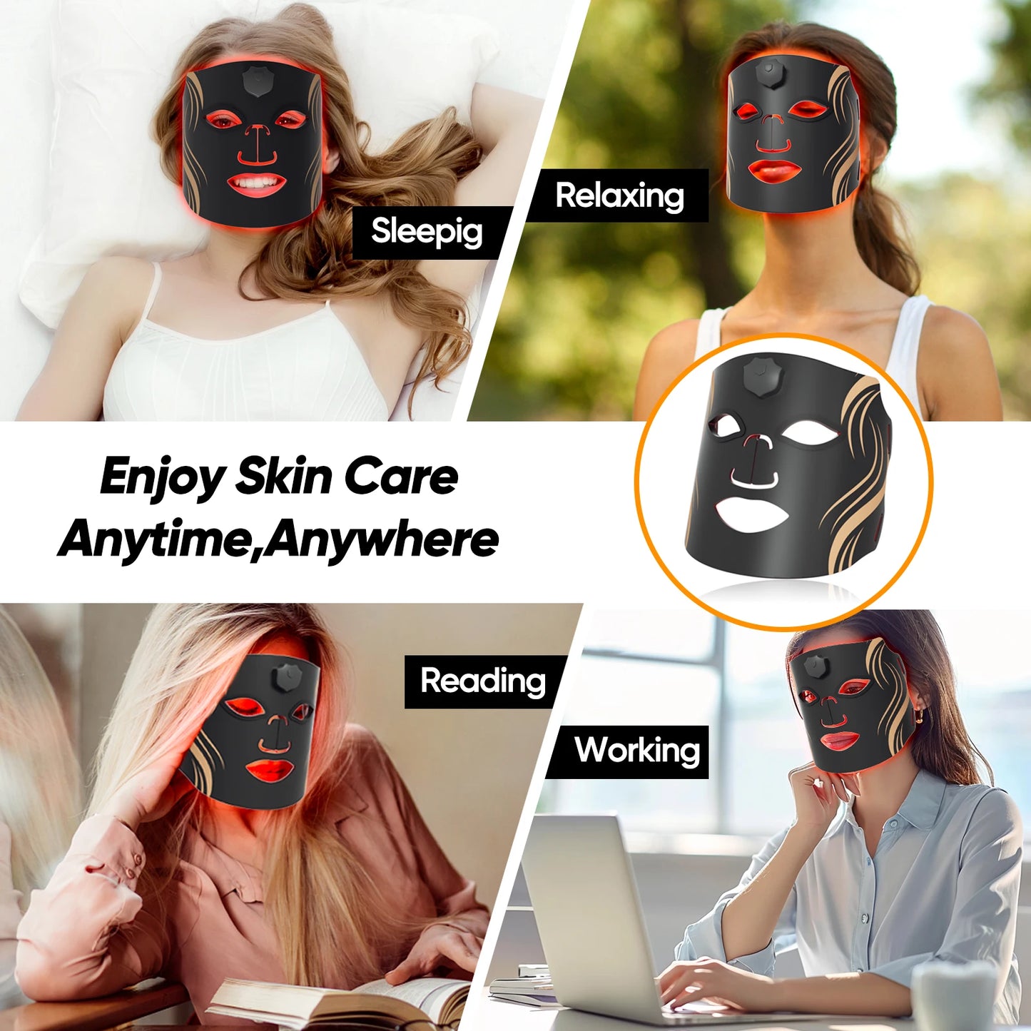 USB Rechargeable 7 Colors LED Face Mask Silicone Red Light Therapy