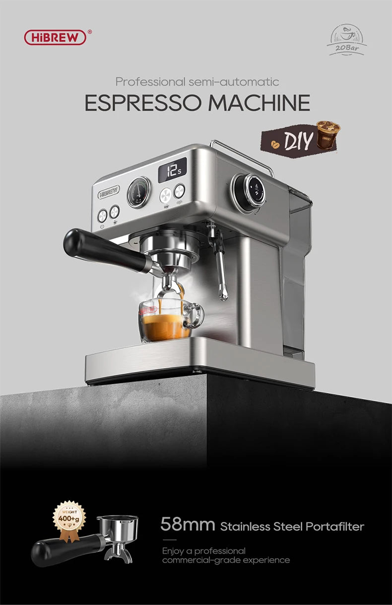 HiBREW 20Bar Semi Automatic Espresso Coffee Machine