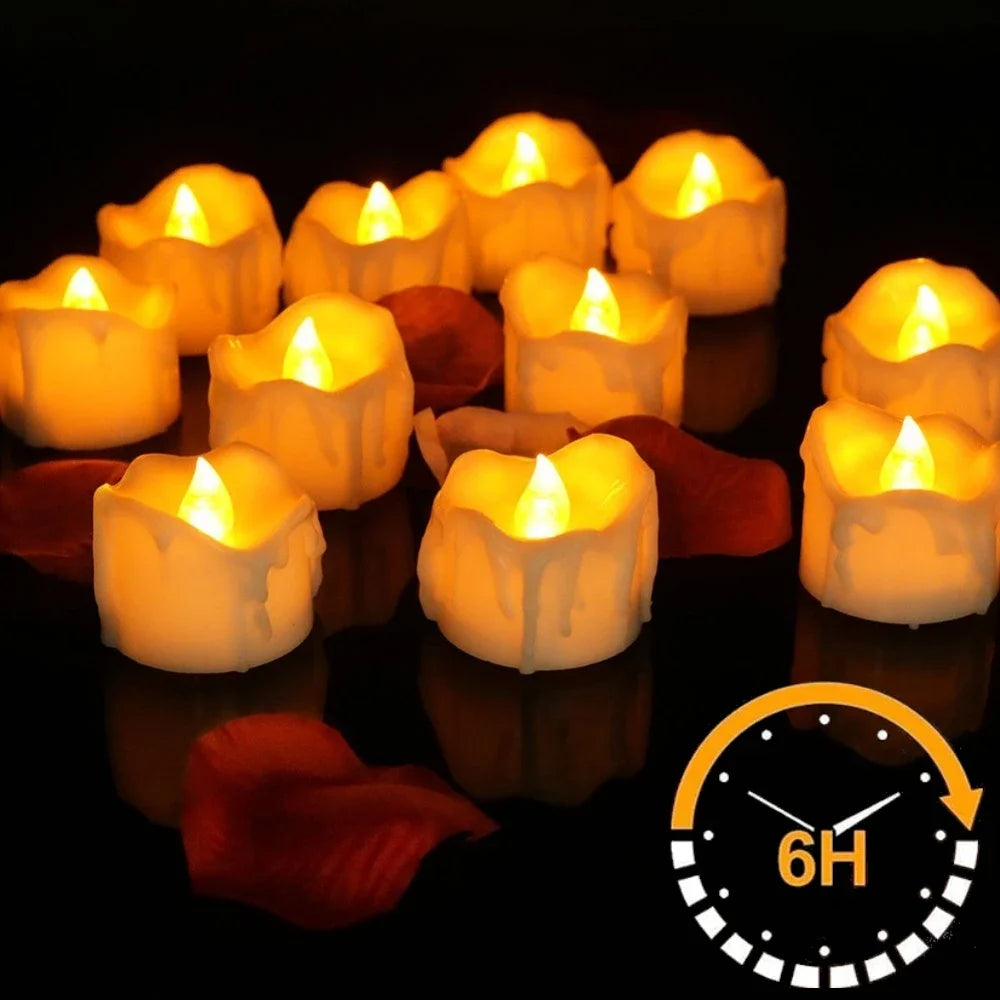 Flameless Flickering LED Tea Lights with Timer
