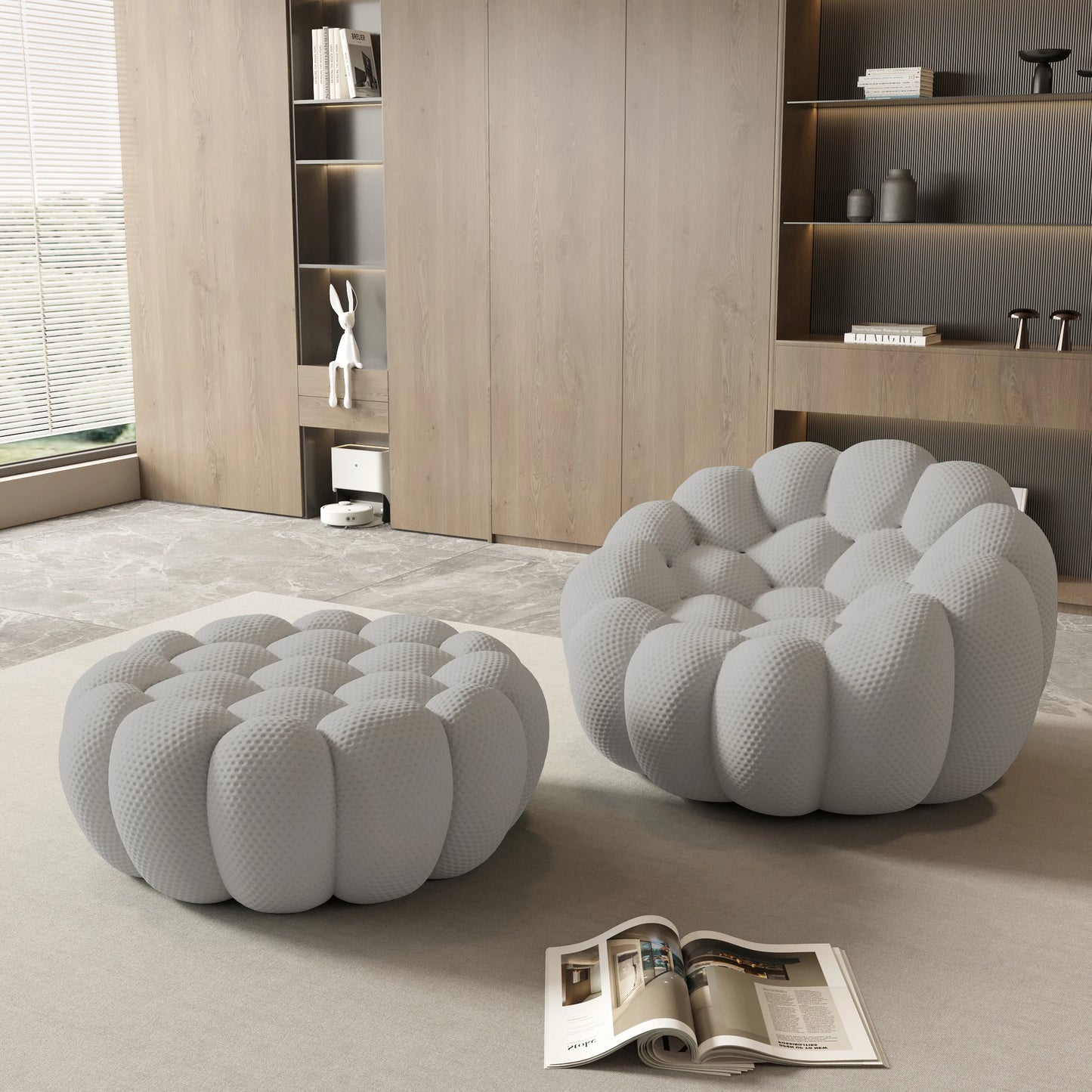 41.24'' Modern Lazy Floor Ottoman 3D Honeycomb Shape Ottoman