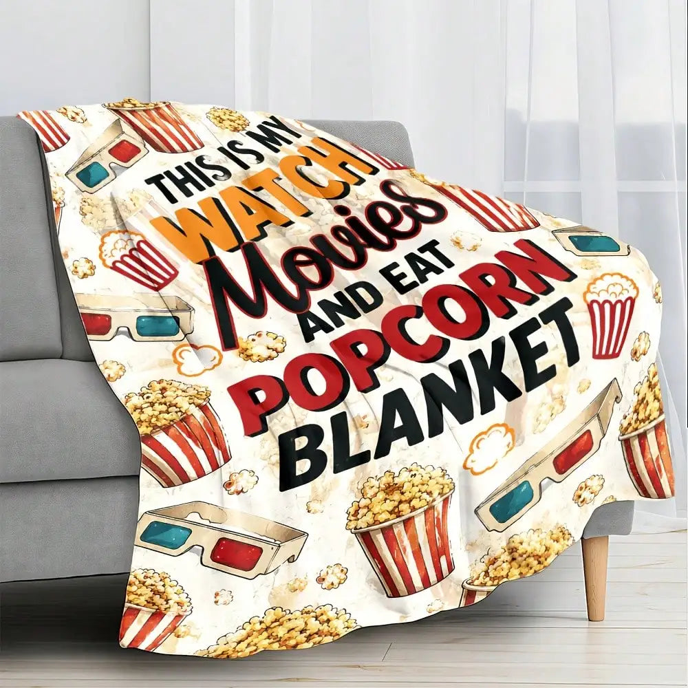 Movie Night Flannel Blankets & Throws Popcorn