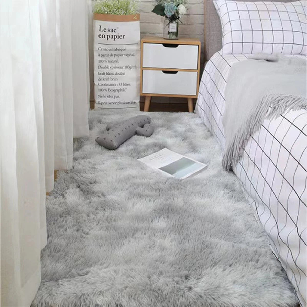 Soft Area Rugs Bedroom Carpet Fluffy Non-slip Tie-Dyed Fuzzy Shag Plush Soft