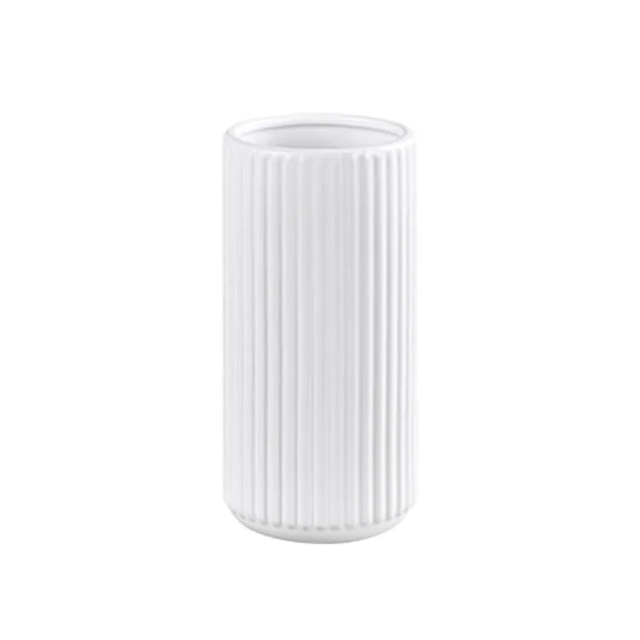 Flower Vase for Pampas Grass, Small  Centerpiece Ribbed Vase