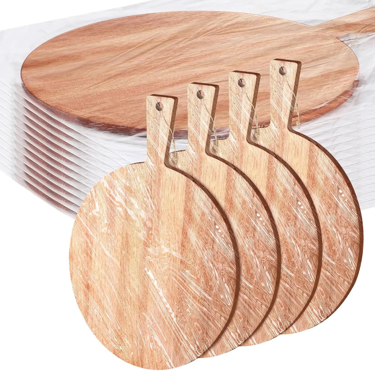 12 Piece Round Wood Cutting Board with Handle Charcuterie