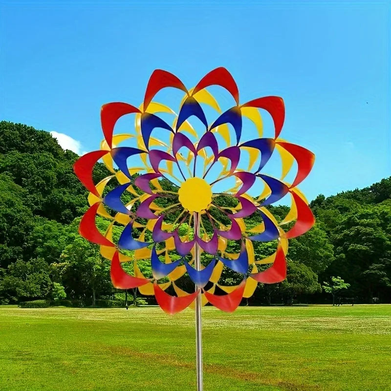 1pcs Rainbow Metal Windmill Cast Iron Wind Spinner