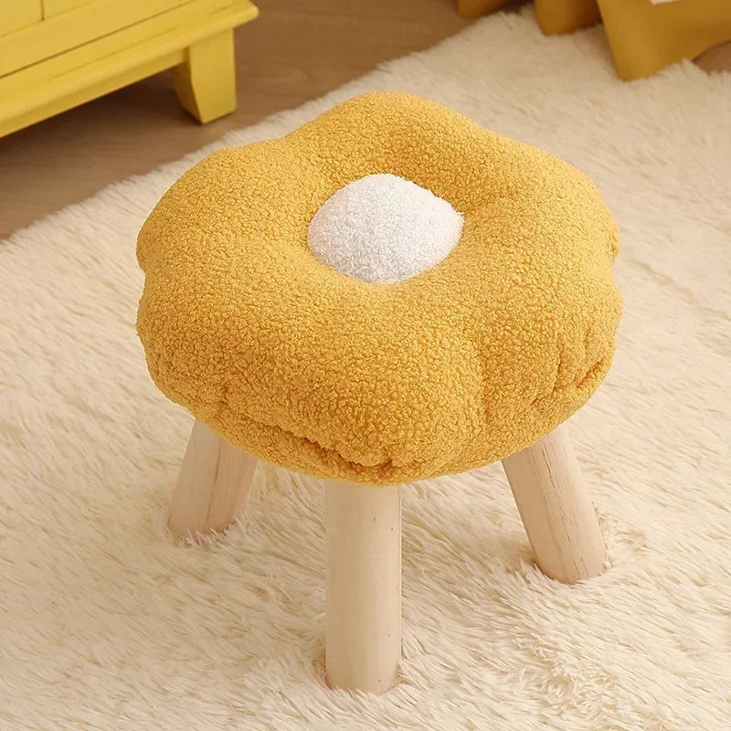 Small Round Stool Ottoman Colorful Wood Round Bench