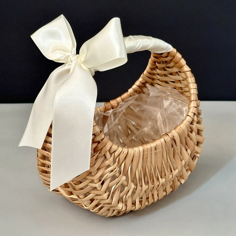 1pc/3pcs Willow Rattan Woven Wicker With Handle Basket