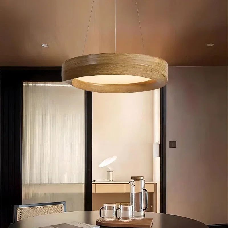 Wood Color LED Chandelier Nordic Design Bar Lamp