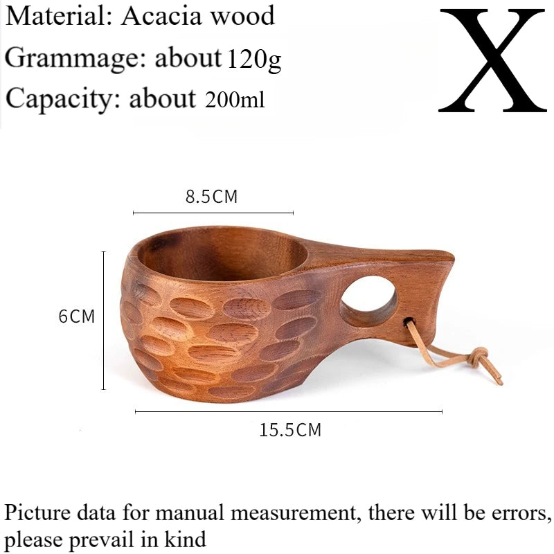 New200ml Outdoor Wood Cup Mug Coffee Milk Acacia-Wood