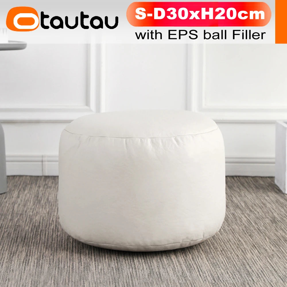Small Round Faux Leather Ottoman Stool Beanbag Pouf