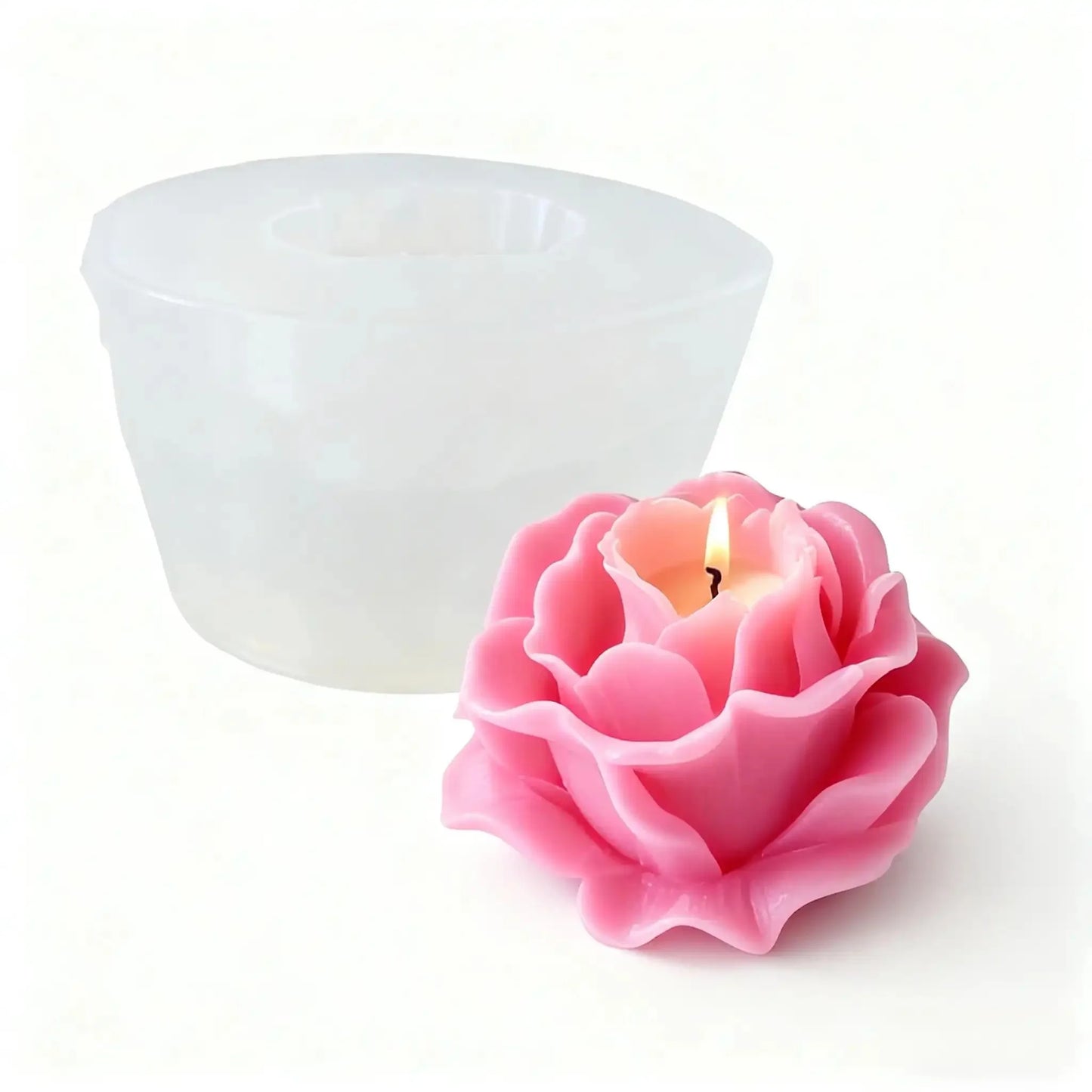 1 Piece 3D Elegant Rose Silicone Mold - Reusable Flexible Mold for Candles, Resin Art, Handmade Soap and Clay Making