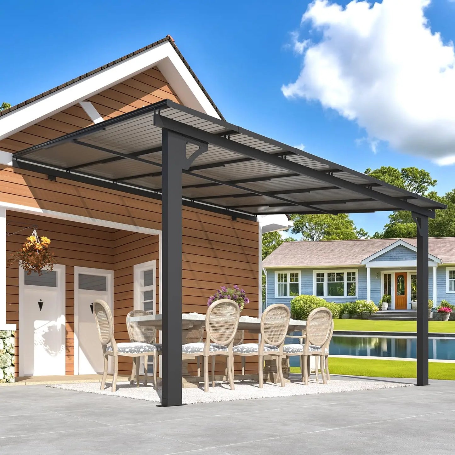 Wall Gazebo12’ x 10’, Hard Top  Pergola on Clearance