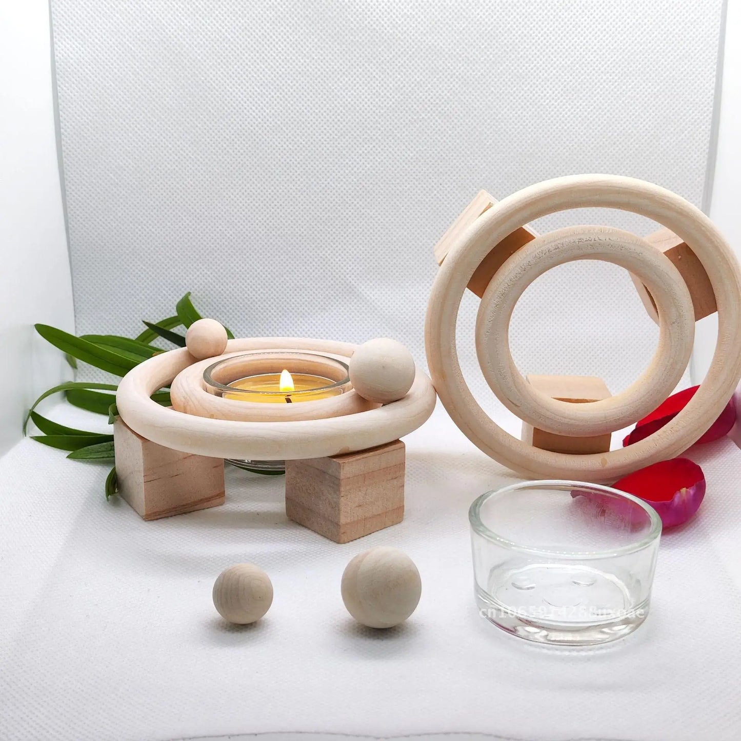 Solar System Theme Wooden Candlestick Orbiting
