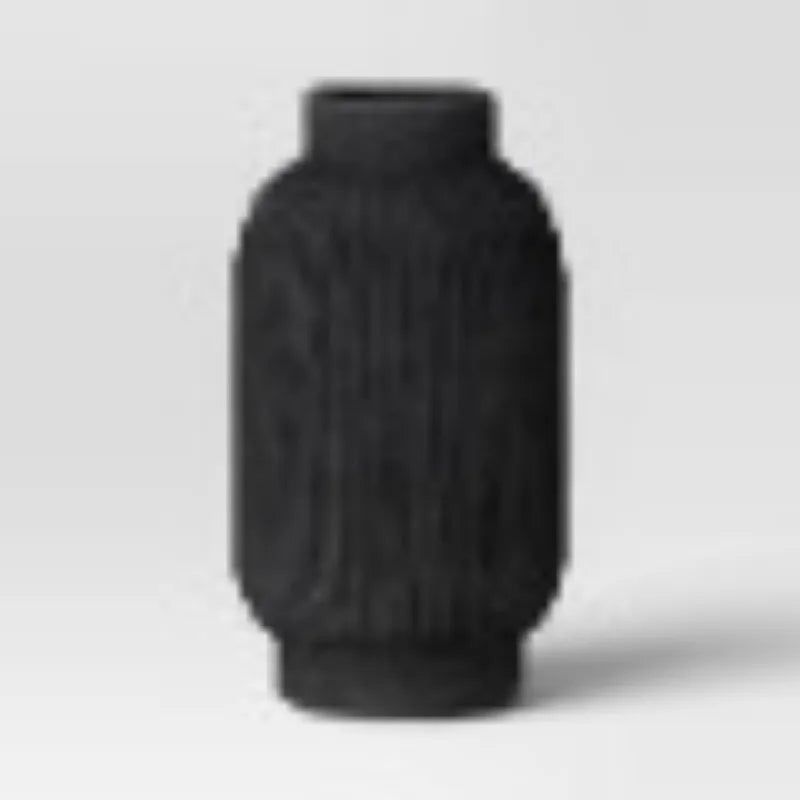 Tall Black Ceramic Vase - Waterproof  Spot Clean, 12.5" Tall