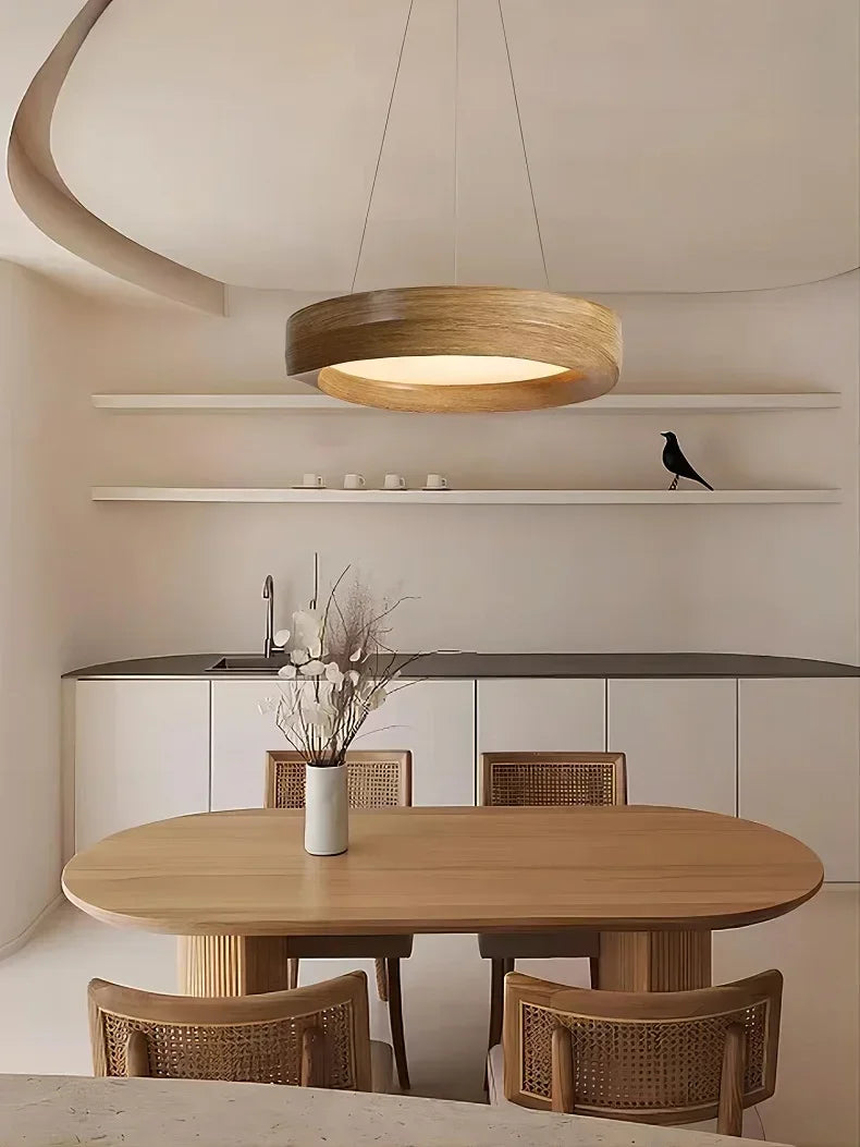 Wood Color LED Chandelier Nordic Design Bar Lamp