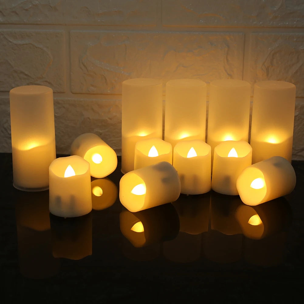 6Pcs/Set Rechargeable LED Candle Timer Remote