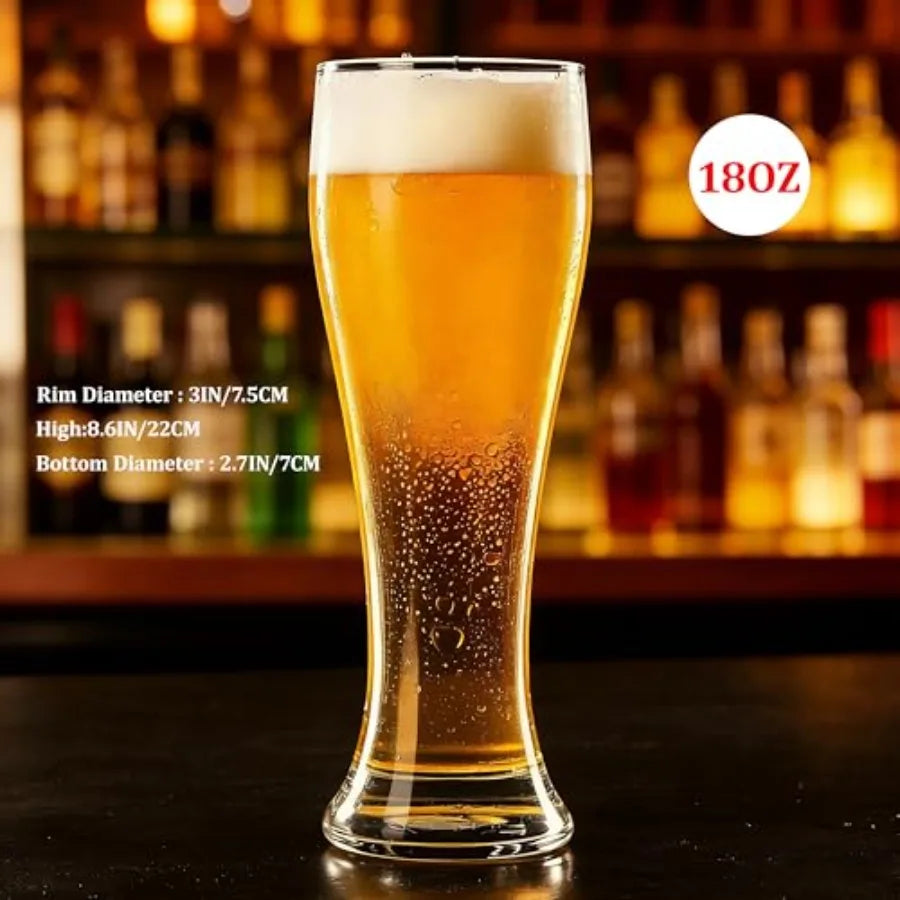 Beer Glasses 18 oz Pilsner Beer Pint Glasses Set of 4