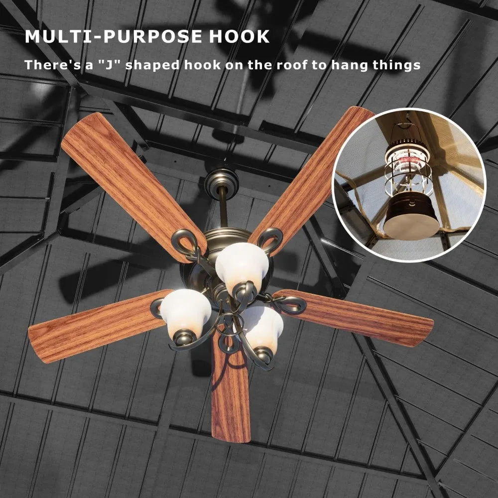 10x12 Hardtop Gazebo, Galvanized Steel Double Roof Canopy