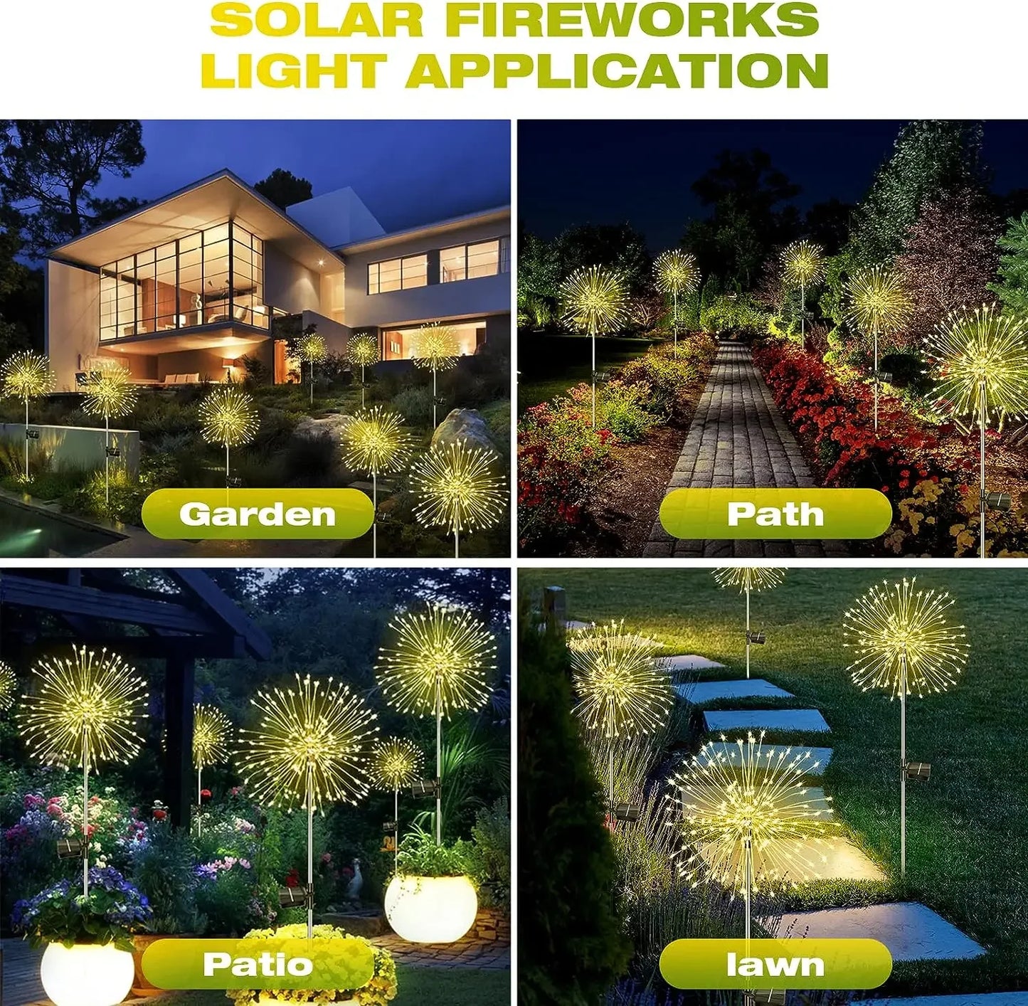 LED Solar Firework Lights Outdoor Dandelion Lawn Lamp