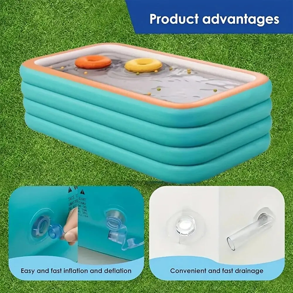 Outdoor Hot Tubs Family Inflatable Swimming Pool Thickened Large 102 by 63 by 22 inches