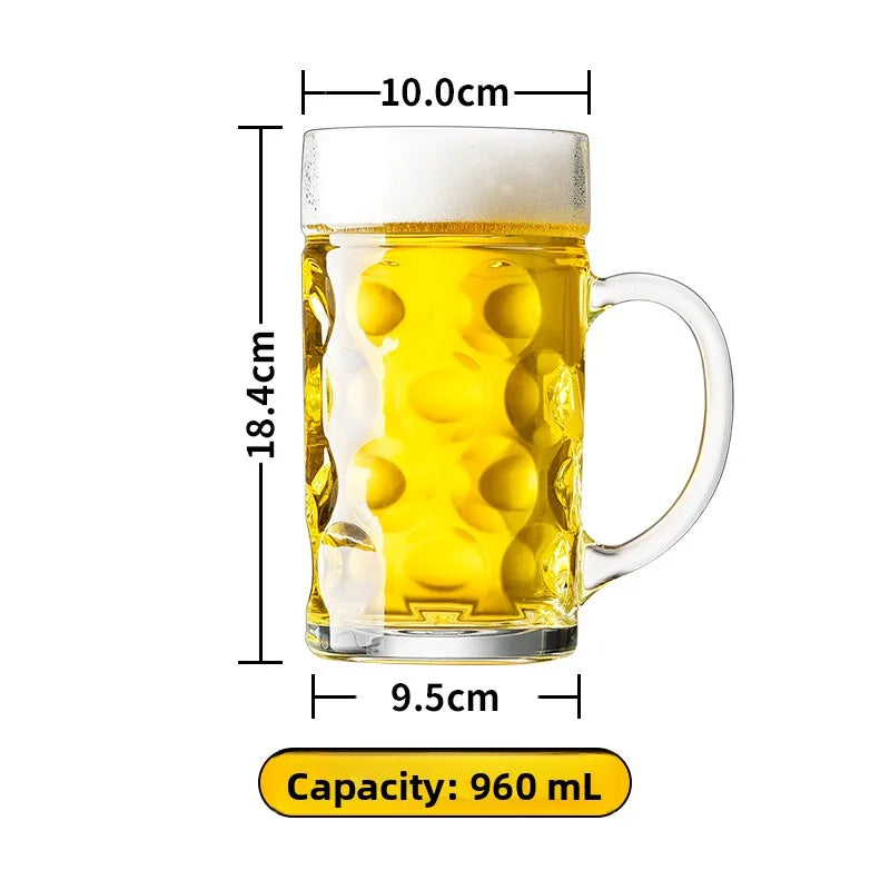 Large Capacity Beer Glass with Handle High End Glass Drinking Cup