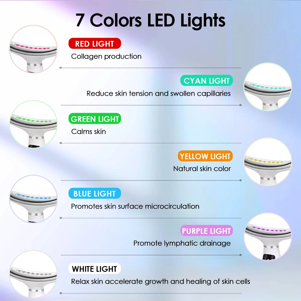 Neck Face Lifting Massager 7 Colors Light LED Photon Therapy Skin Tighten Wrinkle