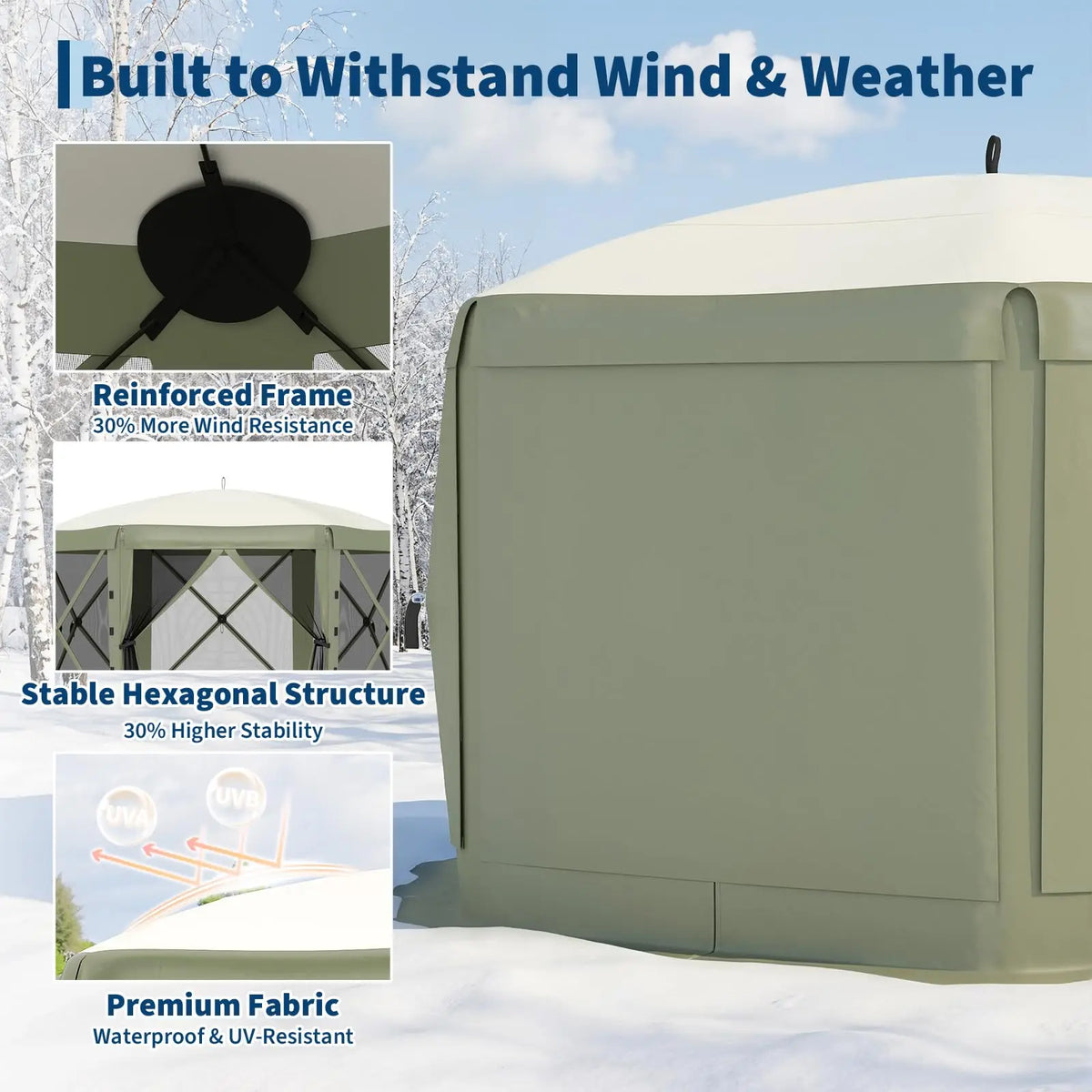 13x13 ft Pop-Up Tent, Quick Setup, 6-Sided 2 Doors & 6 Removable Panels