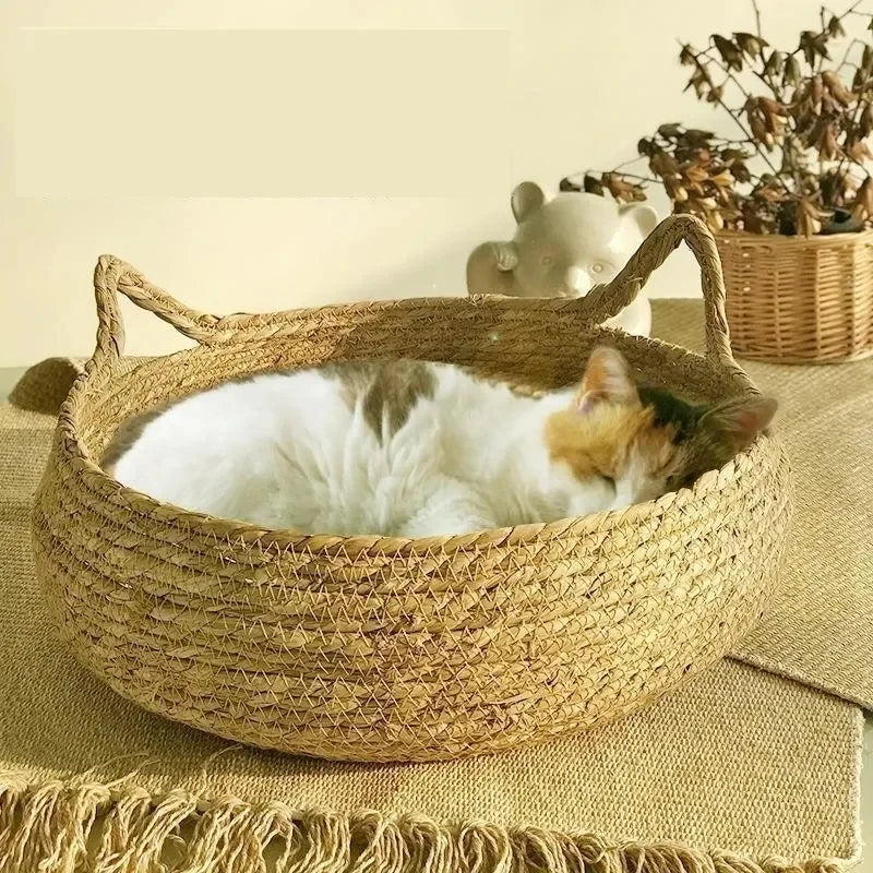 Pure hand-woven rattan nest  pad removable washable