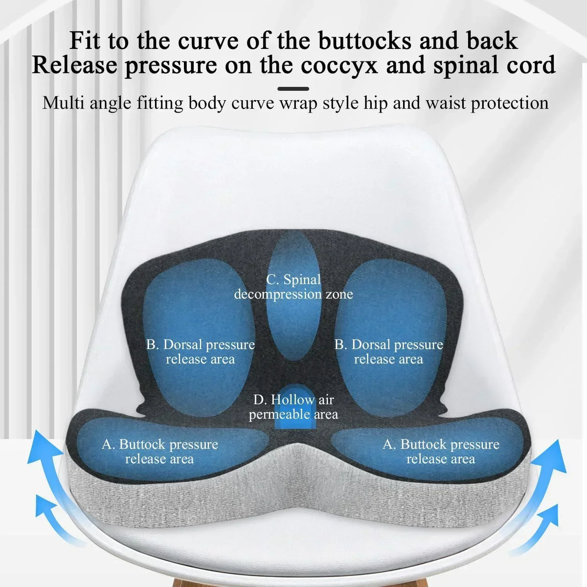 L-Shaped Memory Foam Seat Cushion with Fixing Strap,