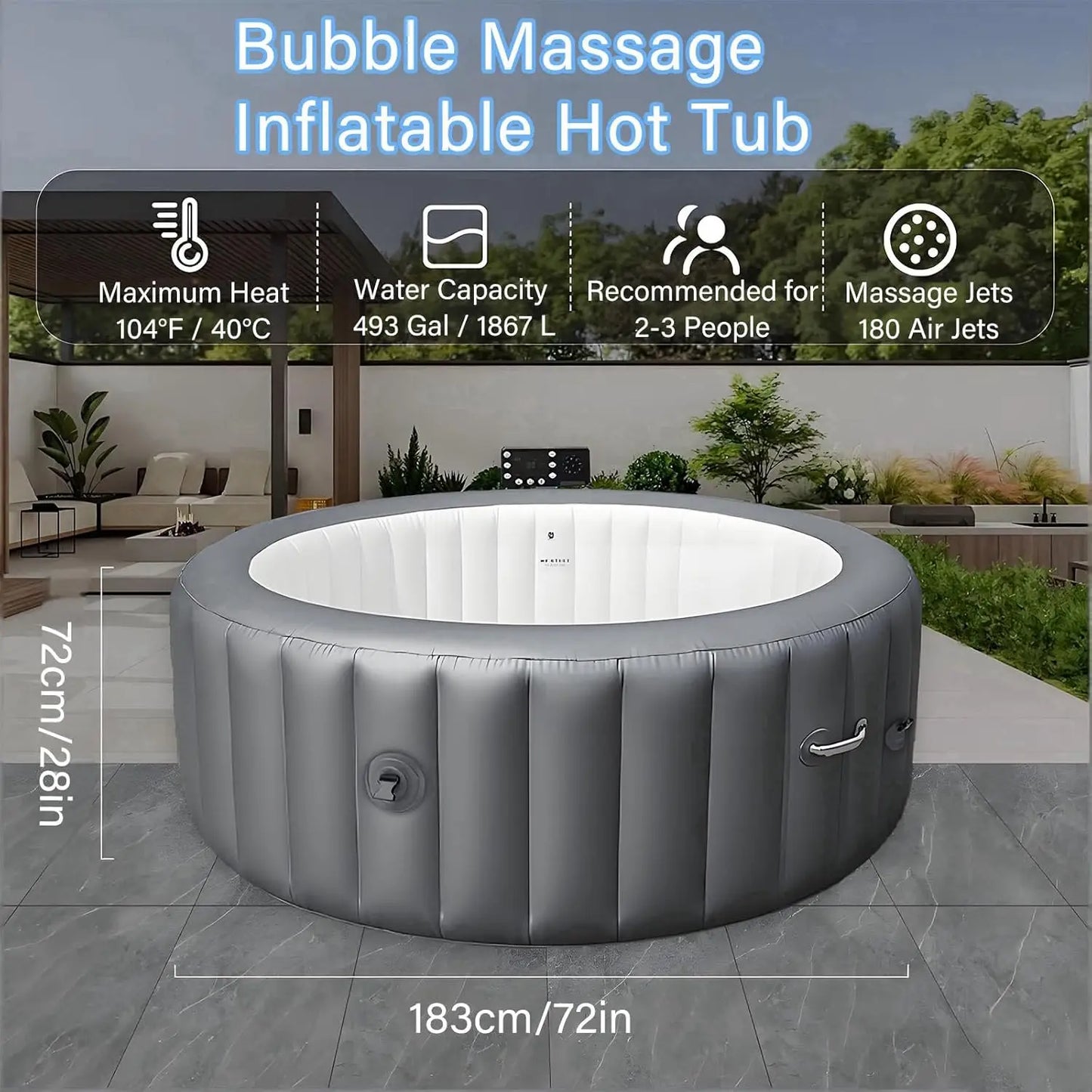 Large Hot Tub 4 6 People Inflatable Portable 180 Air Jets