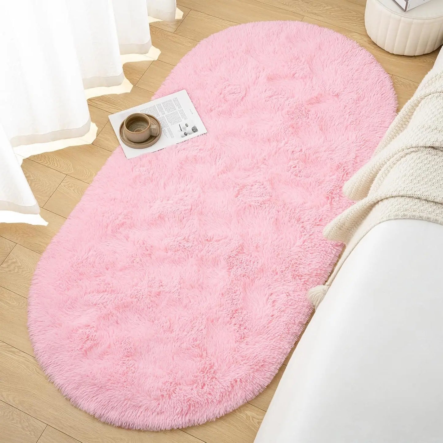 Oval Fluffy Ultra Soft Area Rugs Plush Shaggy, 2.6 x 5.3ft