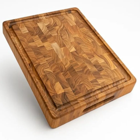 Teak Wood Cutting Board - Butcher Block with Deep Juice Groove